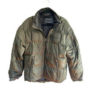 Vintage Polo Sport Ralph Lauren Down Puffer Coat Jacket Green Full Zip Hooded S